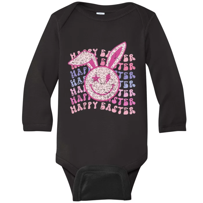 Bunny eggs hunt Rabbit Face happy Easter Day Baby Long Sleeve Bodysuit