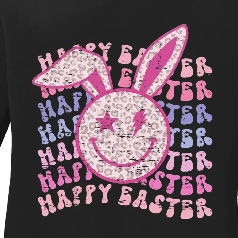 Bunny eggs hunt Rabbit Face happy Easter Day Ladies Long Sleeve Shirt