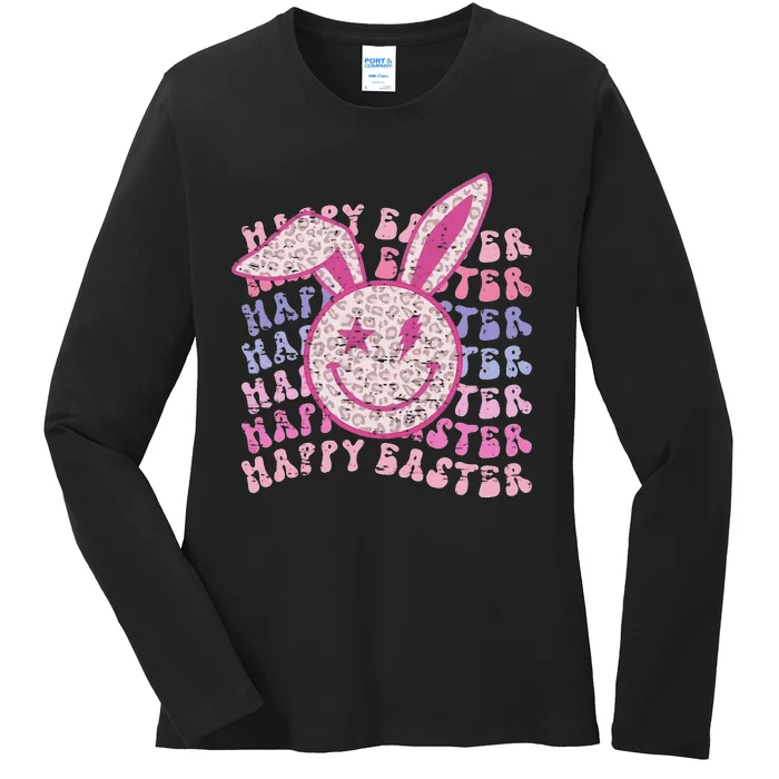 Bunny eggs hunt Rabbit Face happy Easter Day Ladies Long Sleeve Shirt