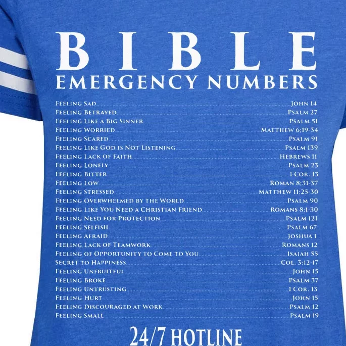 Bible Emergency Hotline Numbers Cool Christian Enza Ladies Jersey Football T-Shirt