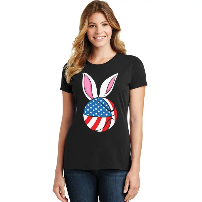 Basketball Easter Happy Easter Day Funny Easter Ears Bunny Women's T-Shirt