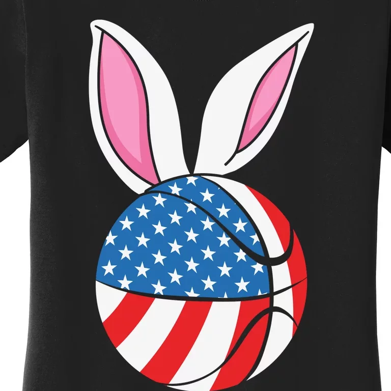 Basketball Easter Happy Easter Day Funny Easter Ears Bunny Women's T-Shirt