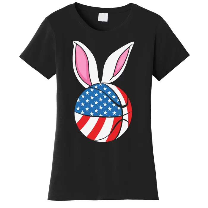 Basketball Easter Happy Easter Day Funny Easter Ears Bunny Women's T-Shirt