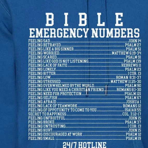 Bible Emergency Hotline Numbers Funny Christian Family Jesus Premium Hoodie