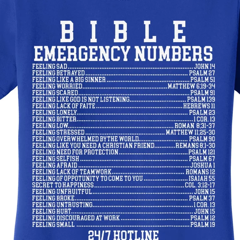 Bible Emergency Hotline Numbers Funny Christian Family Jesus Women's T-Shirt