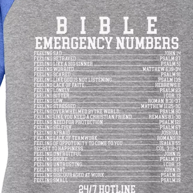 Bible Emergency Hotline Numbers Funny Christian Family Jesus Women's Tri-Blend 3/4-Sleeve Raglan Shirt