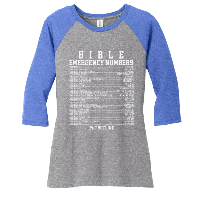 Bible Emergency Hotline Numbers Funny Christian Family Jesus Women's Tri-Blend 3/4-Sleeve Raglan Shirt