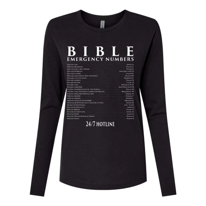 Bible Emergency Hotline Numbers Cool Christian Womens Cotton Relaxed Long Sleeve T-Shirt