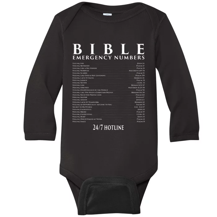 Bible Emergency Hotline Numbers Cool Christian Baby Long Sleeve Bodysuit