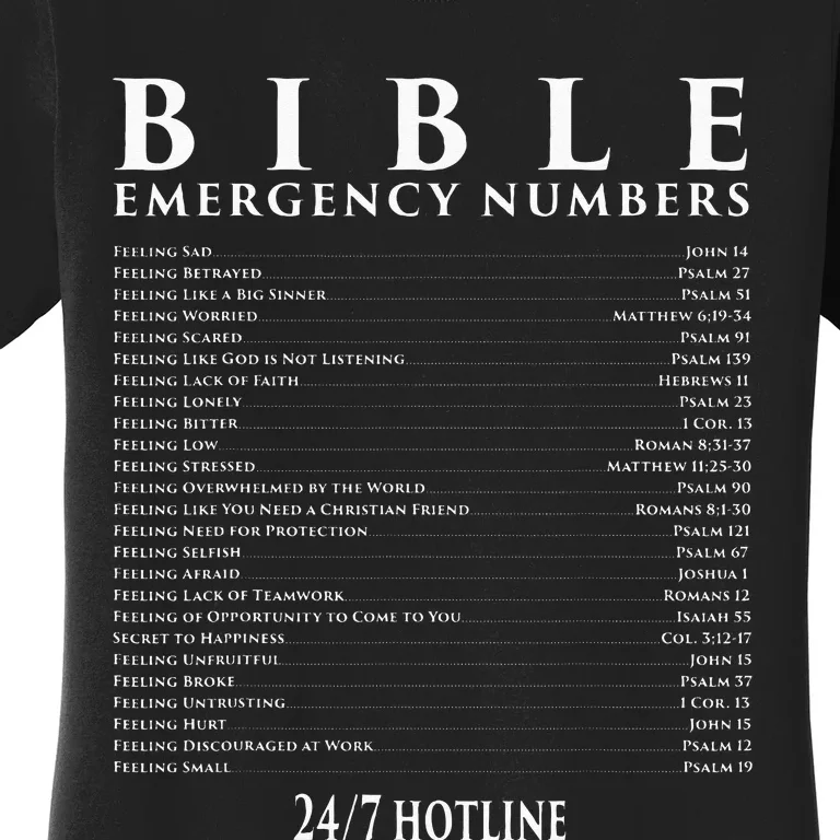 Bible Emergency Hotline Numbers Cool Christian Women's T-Shirt