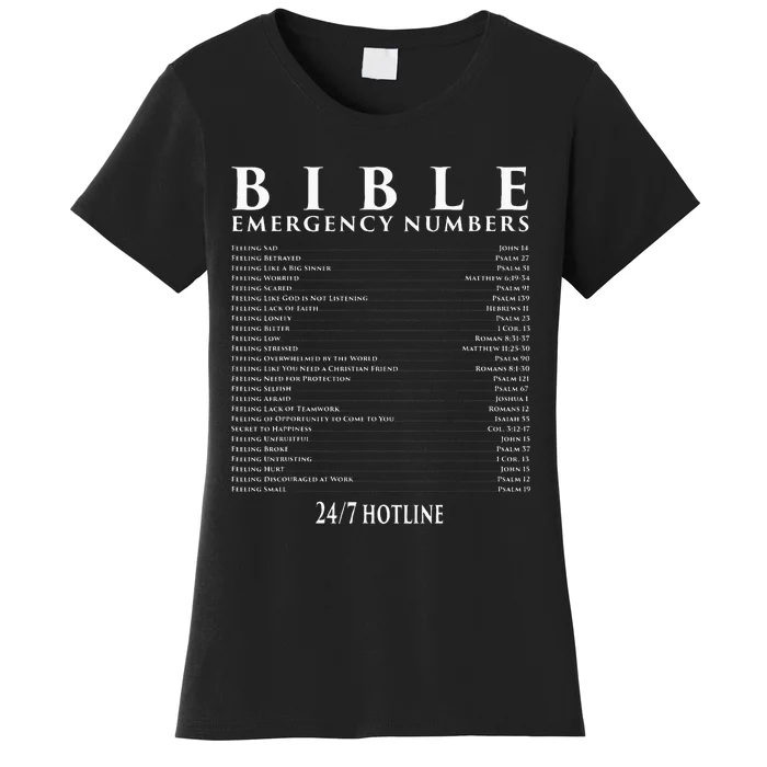 Bible Emergency Hotline Numbers Cool Christian Women's T-Shirt