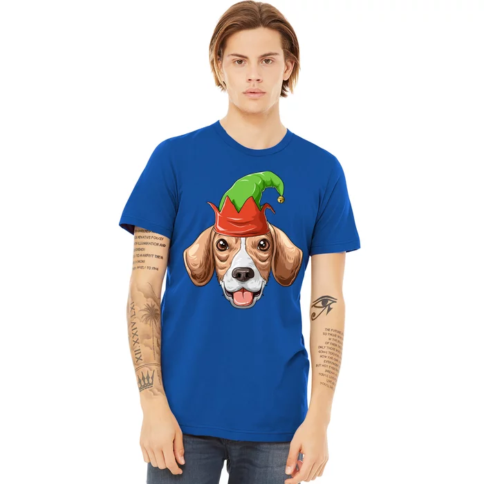 Beagle Elf Hat Christmas Beagle Gift Premium T-Shirt