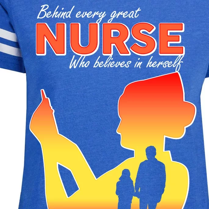 Behind Every Great Nurse Is A Daddy Enza Ladies Jersey Football T-Shirt