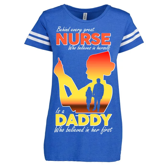 Behind Every Great Nurse Is A Daddy Enza Ladies Jersey Football T-Shirt