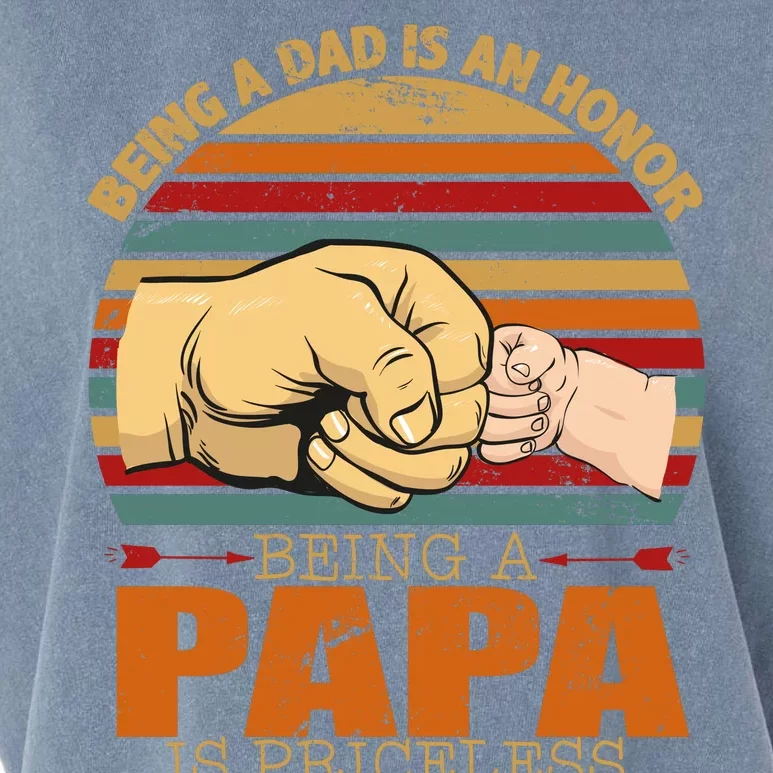 Being A Dad Is An Honor Being Papa Is Priceless Garment-Dyed Women's Muscle Tee