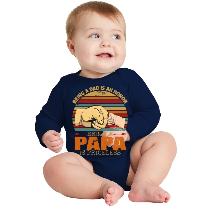 Being A Dad Is An Honor Being Papa Is Priceless Baby Long Sleeve Bodysuit