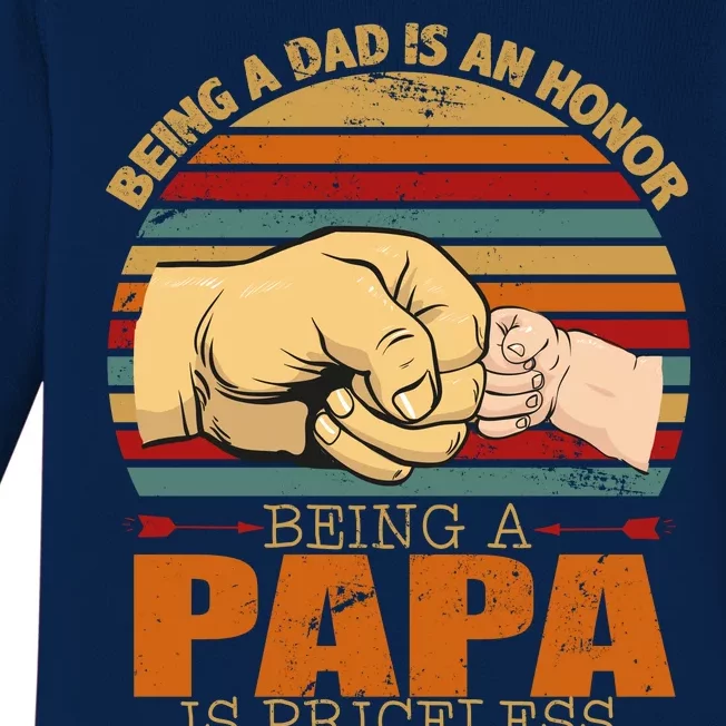 Being A Dad Is An Honor Being Papa Is Priceless Baby Long Sleeve Bodysuit