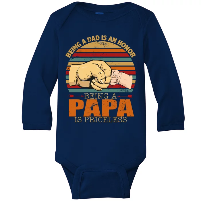 Being A Dad Is An Honor Being Papa Is Priceless Baby Long Sleeve Bodysuit