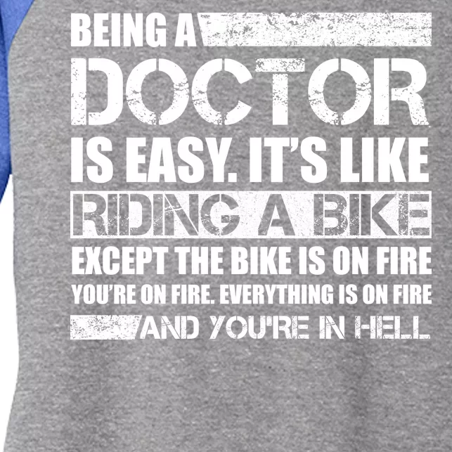 Being A Doctor Is Easy Women's Tri-Blend 3/4-Sleeve Raglan Shirt