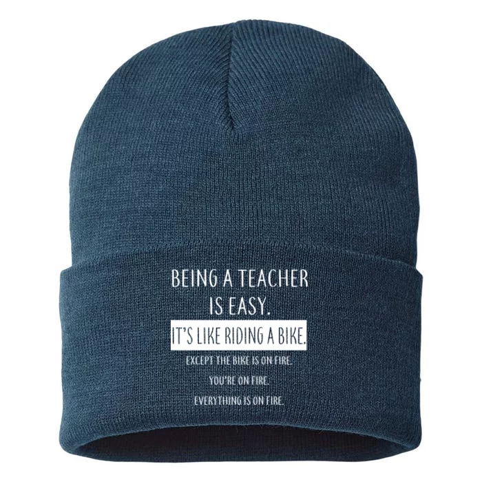 Being A Teacher Is Like Riding A Bike Sustainable Knit Beanie