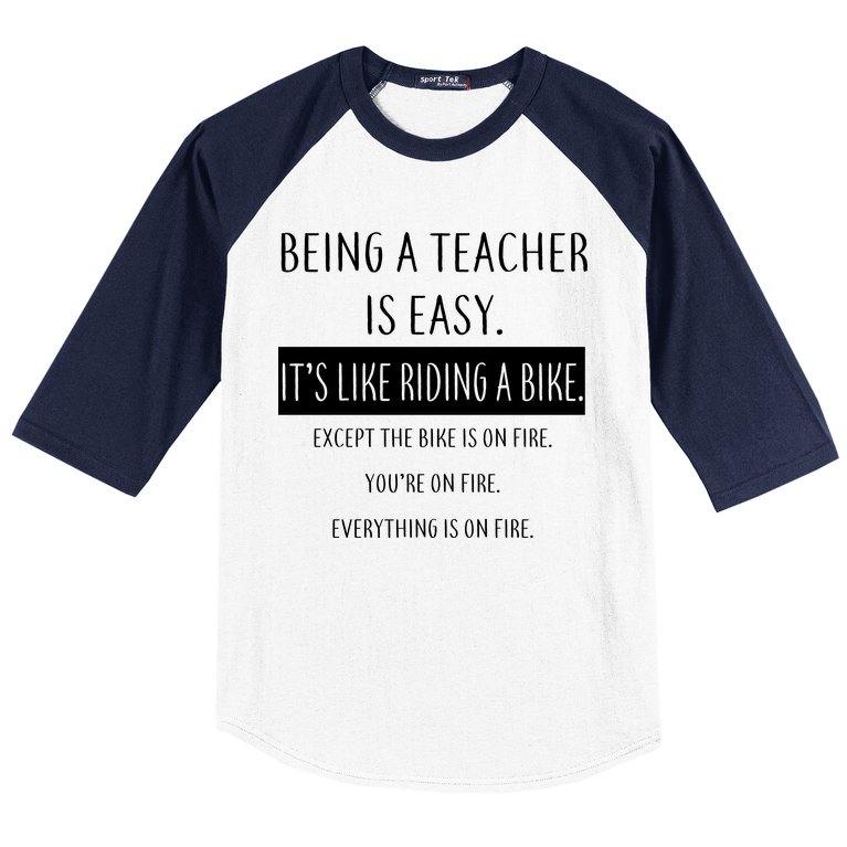 Being A Teacher Is Like Riding A Bike Baseball Sleeve Shirt