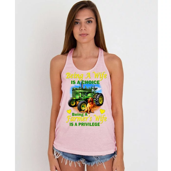 Being A Wife Is A Choice Being A Farmer's Wife IS A Privilege Women's Knotted Racerback Tank