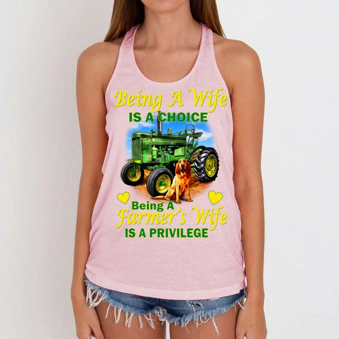 Being A Wife Is A Choice Being A Farmer's Wife IS A Privilege Women's Knotted Racerback Tank