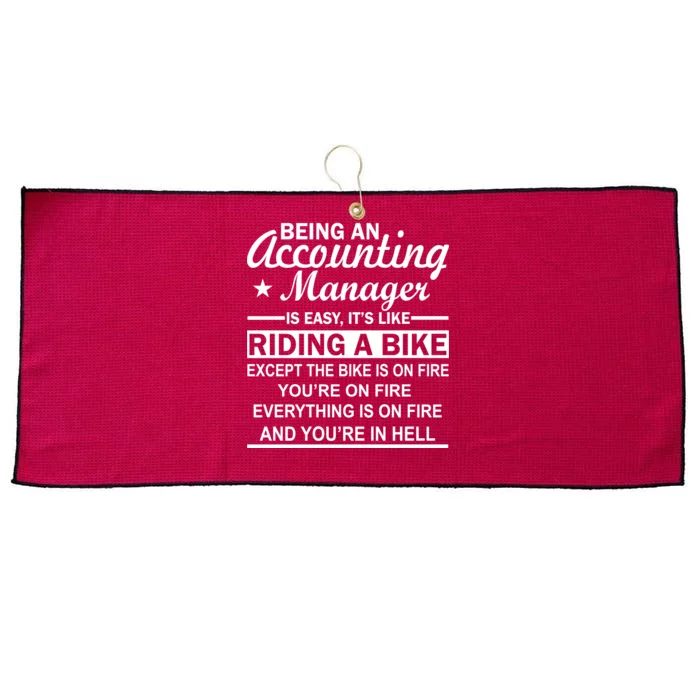 Being An Accounting Manager Riding A Bike In Hell Large Microfiber Waffle Golf Towel