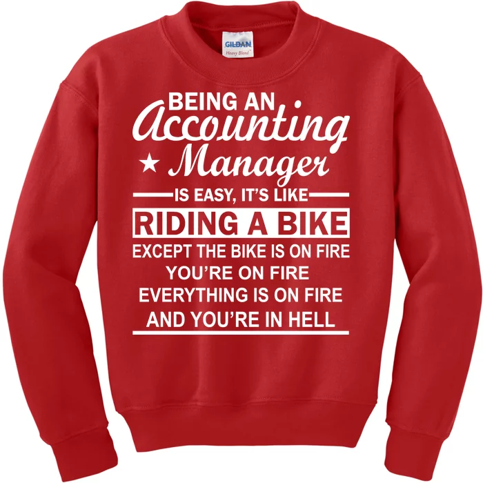 Being An Accounting Manager Riding A Bike In Hell Kids Sweatshirt