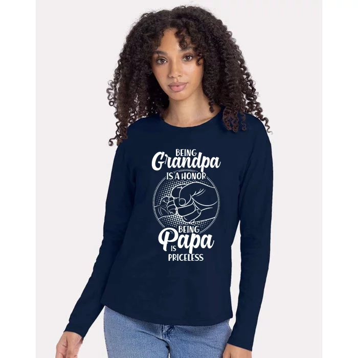 Being Grandpa Is A Honor Being Papa Is Priceless Womens Cotton Relaxed Long Sleeve T-Shirt