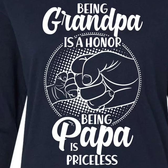 Being Grandpa Is A Honor Being Papa Is Priceless Womens Cotton Relaxed Long Sleeve T-Shirt