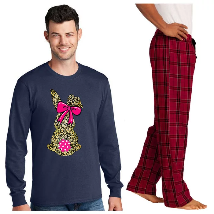 Bunny Easter Leopard Plaid Buffalo Funny Rabbit Long Sleeve Pajama Set