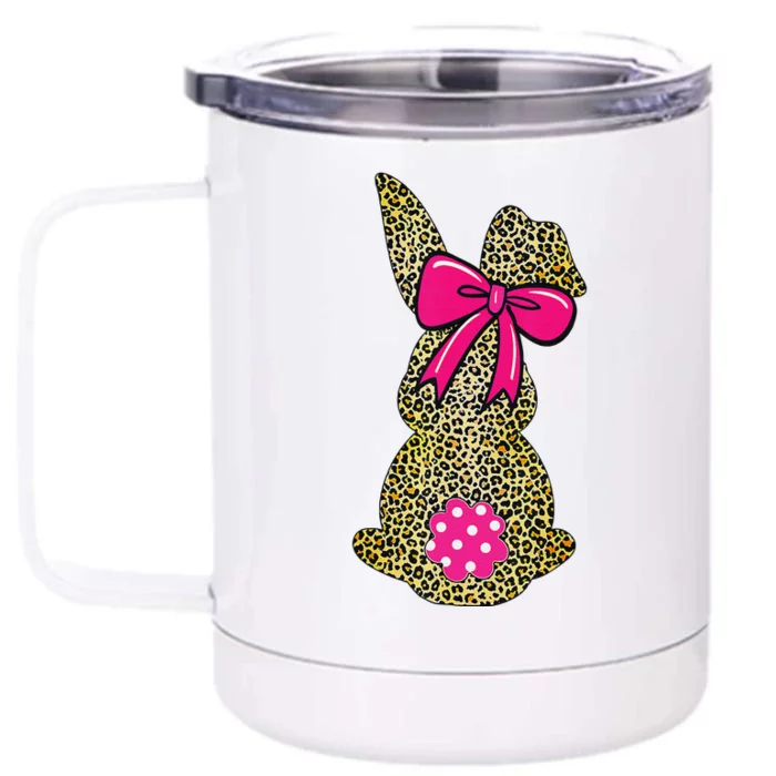 Bunny Easter Leopard Plaid Buffalo Rabbit Easter Day Front & Back 12oz Stainless Steel Tumbler Cup