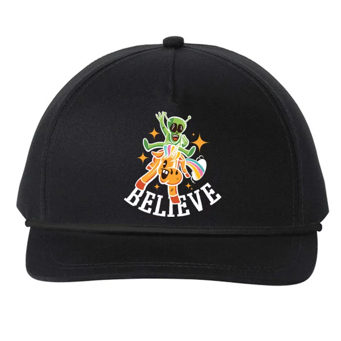 Believe Alien Unicorn Snapback Five-Panel Rope Hat