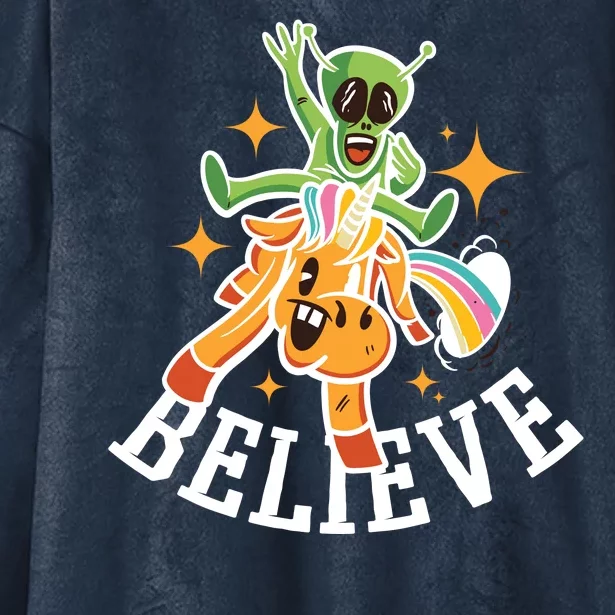 Believe Alien Unicorn Hooded Wearable Blanket