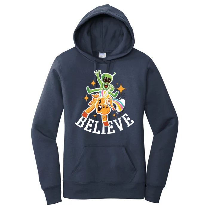 Believe Alien Unicorn Women's Pullover Hoodie