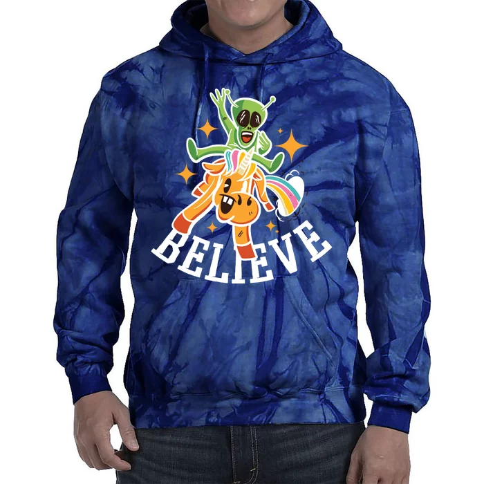 Believe Alien Unicorn Tie Dye Hoodie