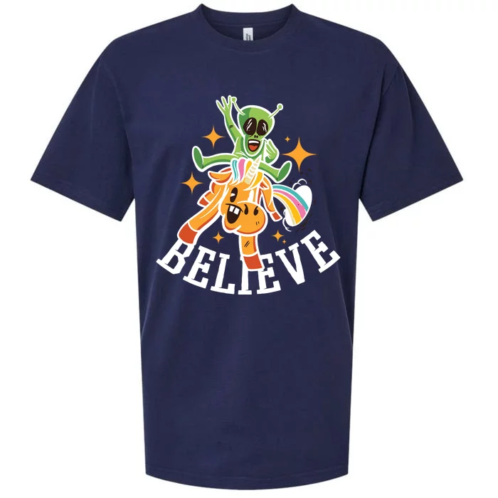 Believe Alien Unicorn Sueded Cloud Jersey T-Shirt