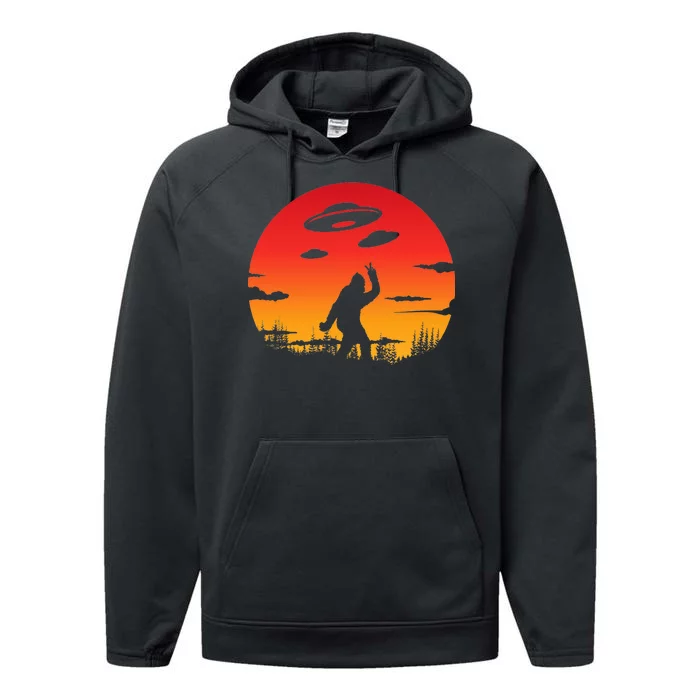 Believe Bigfoot UFO Performance Fleece Hoodie