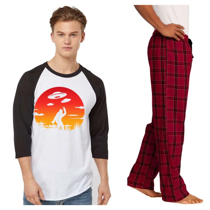 Believe Bigfoot UFO Raglan Sleeve Pajama Set