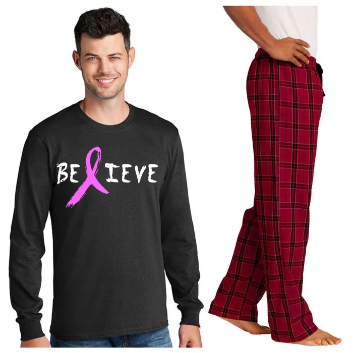 Believe Breast Cancer Long Sleeve Pajama Set