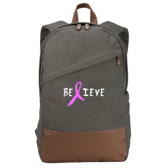 Believe Breast Cancer Cotton Canvas Backpack