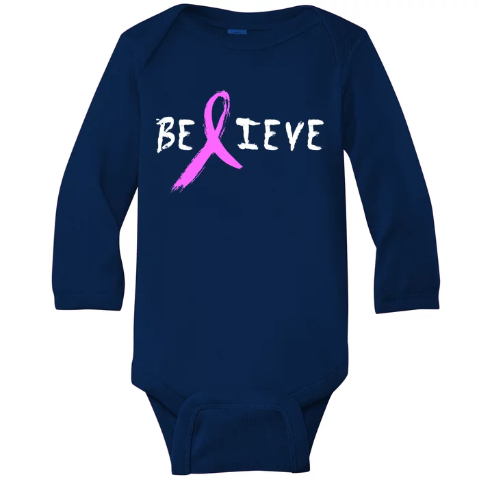 Believe Breast Cancer Baby Long Sleeve Bodysuit