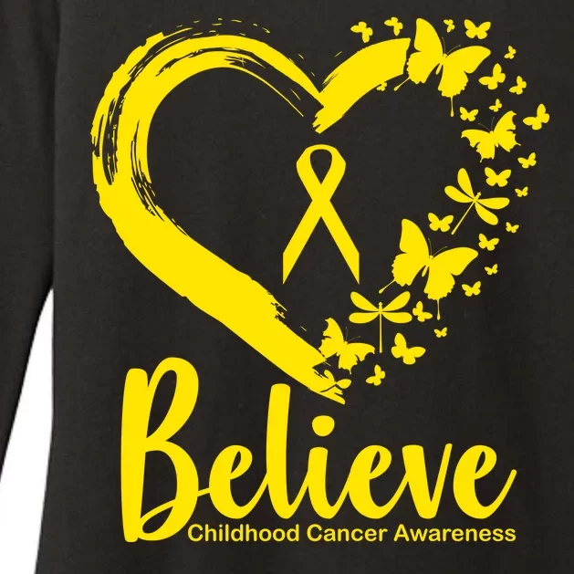 Believe Childhood Cancer Awareness Womens CVC Long Sleeve Shirt