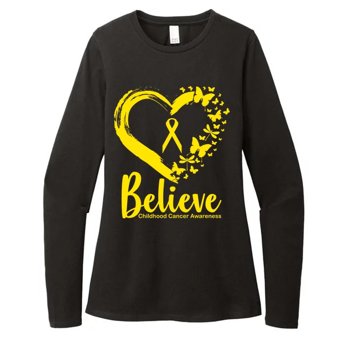 Believe Childhood Cancer Awareness Womens CVC Long Sleeve Shirt