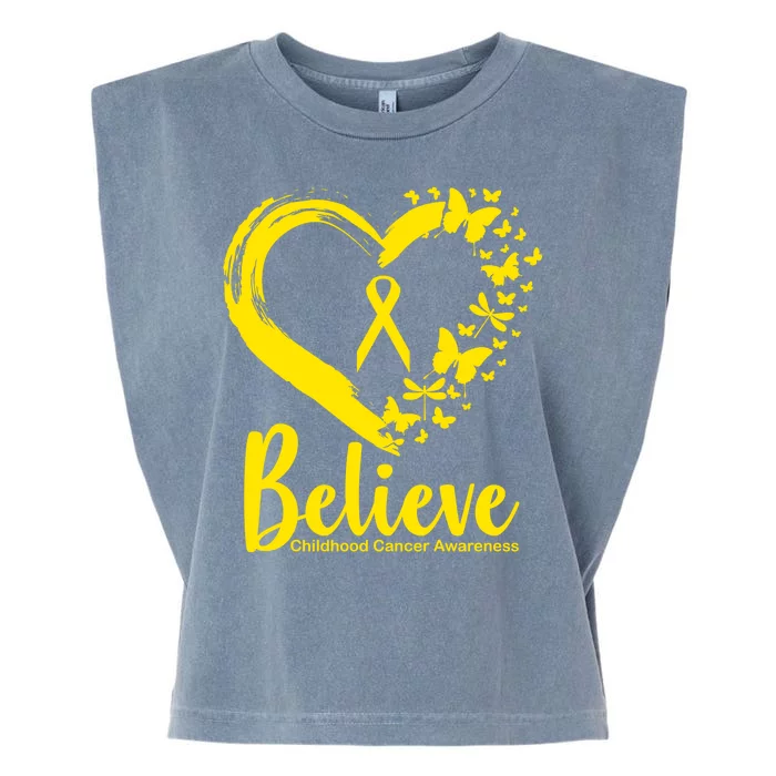 Believe Childhood Cancer Awareness Garment-Dyed Women's Muscle Tee