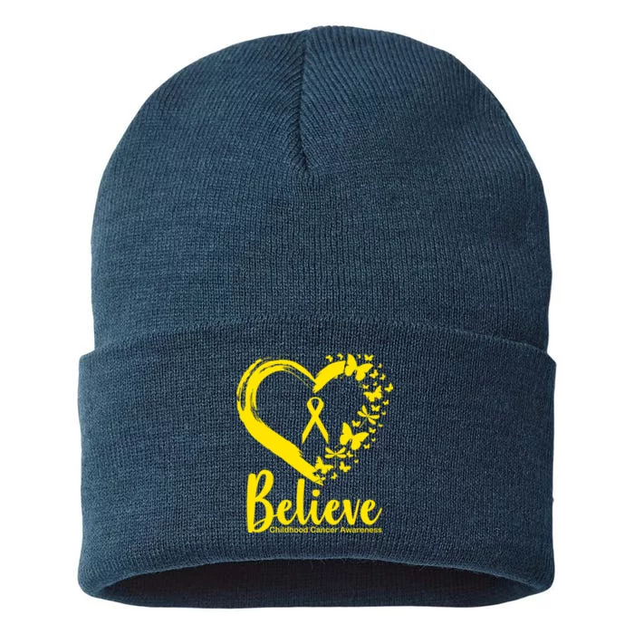 Believe Childhood Cancer Awareness Sustainable Knit Beanie