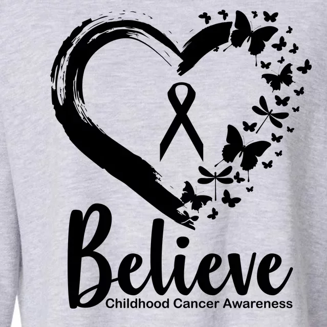 Believe Childhood Cancer Awareness Cropped Pullover Crew