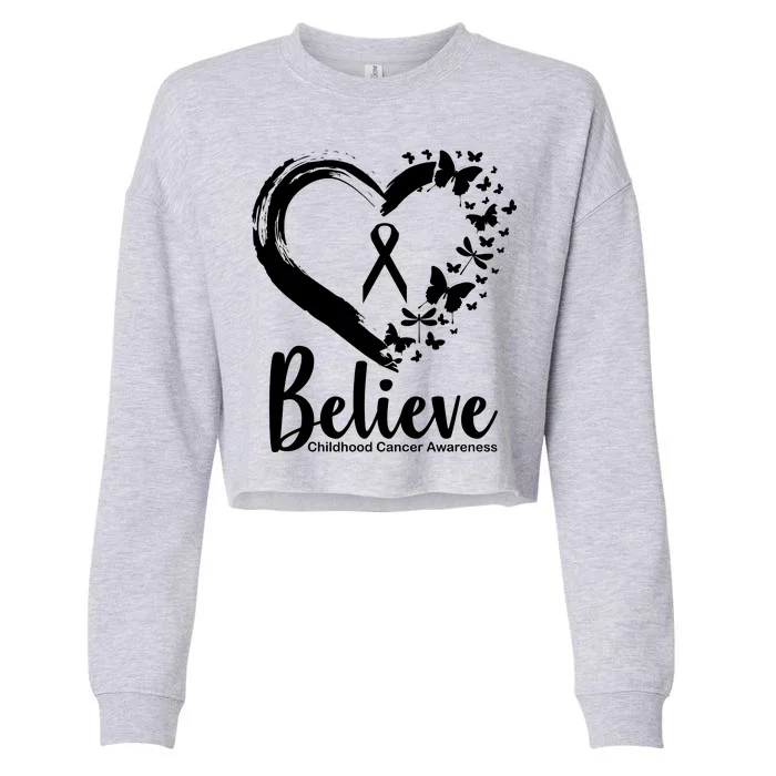 Believe Childhood Cancer Awareness Cropped Pullover Crew