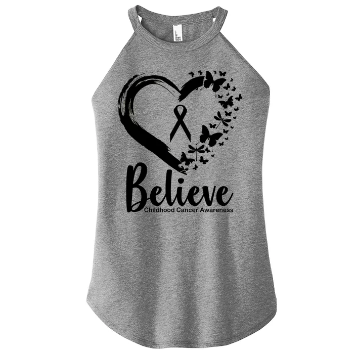 Believe Childhood Cancer Awareness Women’s Perfect Tri Rocker Tank